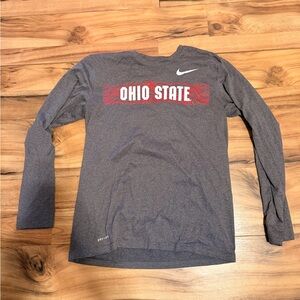 Nike Ohio State Men's Long Sleeve Tee - Gray and Red